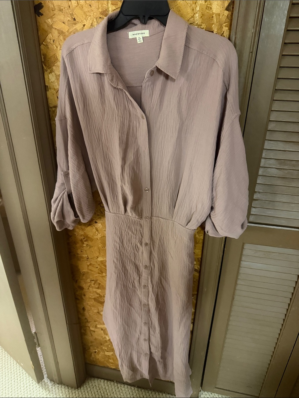 Max Studio Dusty Mauve Button-Front Midi Dress